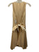 Abbey Glass Size Small Beige & White V Neck Paneled Satin Tie Waist Dress Beige & White / Small