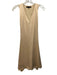 Abbey Glass Size Small Beige & White V Neck Paneled Satin Tie Waist Dress Beige & White / Small