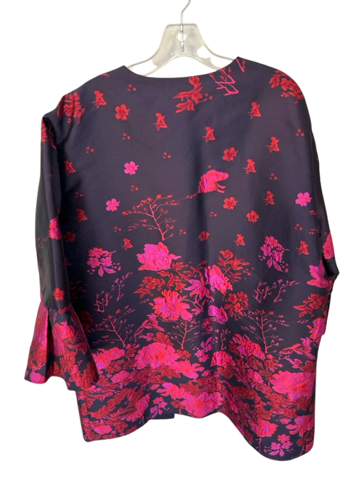 Eva Franco Size XL Purple & Red Polyester jaquard Long Bell Sleeve Coat Purple & Red / XL