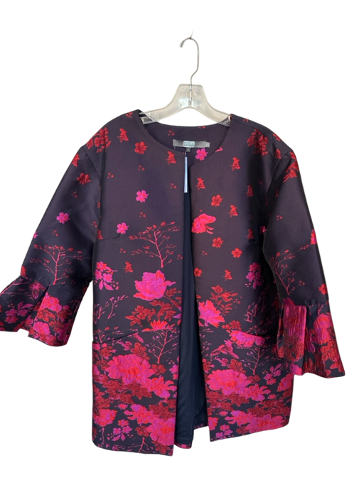 Eva Franco Size XL Purple & Red Polyester jaquard Long Bell Sleeve Coat Purple & Red / XL
