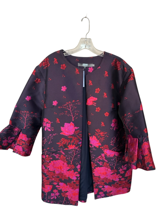 Eva Franco Size XL Purple & Red Polyester jaquard Long Bell Sleeve Coat Purple & Red / XL