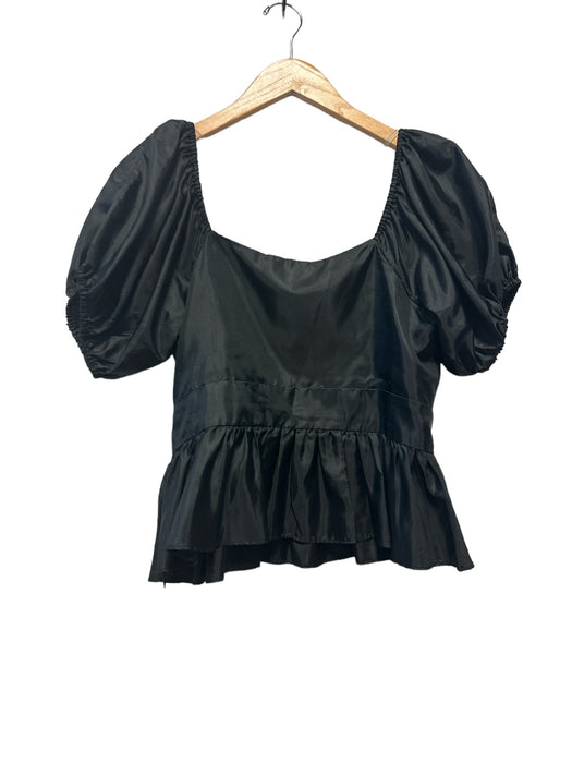 Loveshackfancy Size 6 Black Polyester Short Balloon Sleeve Top Black / 6