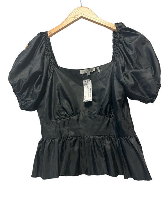 Loveshackfancy Size 6 Black Polyester Short Balloon Sleeve Top Black / 6