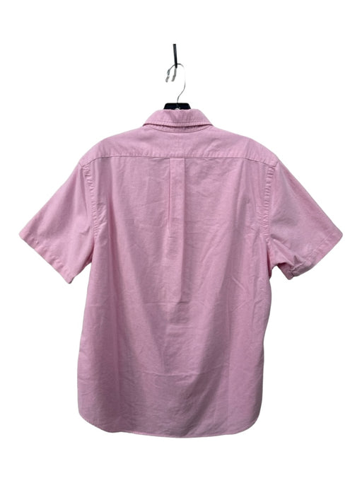 Polo Size L Pink Cotton Solid Button Down Men's Short Sleeve L
