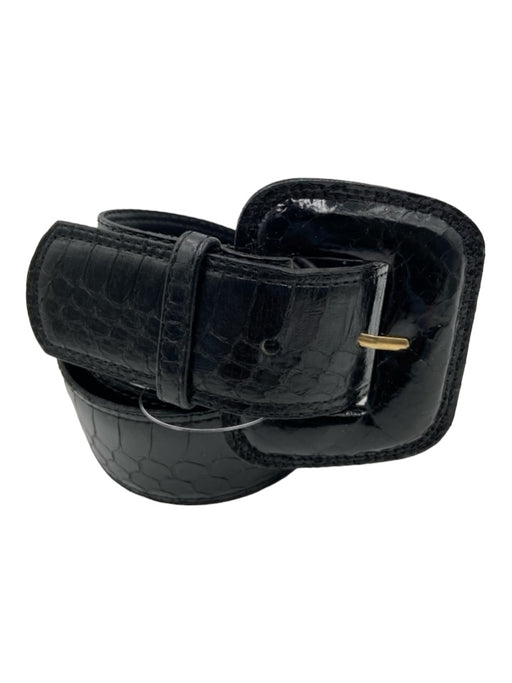 The Ritz Accessory Collection Black Snake Leather Covered Buckle Belts Black / M/L