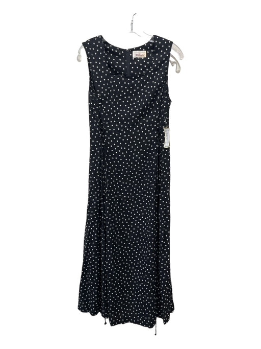 Worthington Size S Black & White Polka Dots Lace Up Detail Sleeveless Maxi Dress Black & White / S