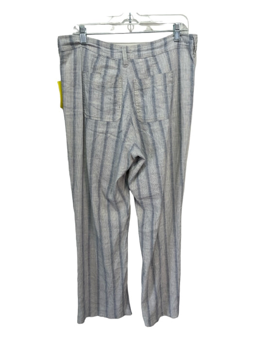 NYDJ Size 12 Blue & White Linen Blend Striped High Rise Wide Leg Pants Blue & White / 12