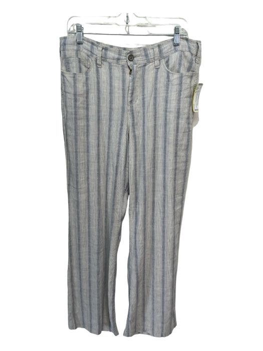 NYDJ Size 12 Blue & White Linen Blend Striped High Rise Wide Leg Pants Blue & White / 12