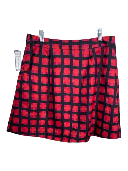 Marc By Marc Jacobs Size 6 Black & Red Silk Geometric Pleated Above knee Skirt Black & Red / 6