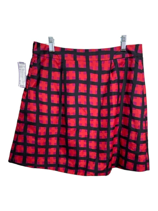 Marc By Marc Jacobs Size 6 Black & Red Silk Geometric Pleated Above knee Skirt Black & Red / 6