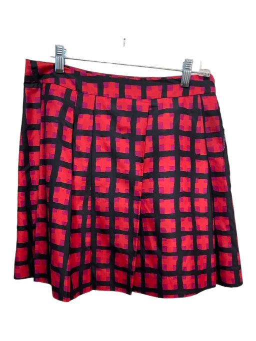 Marc By Marc Jacobs Size 6 Black & Red Silk Geometric Pleated Above knee Skirt Black & Red / 6