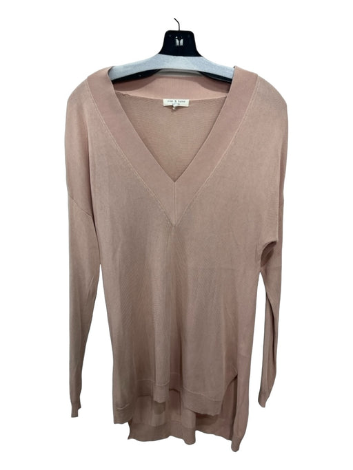 Rag & Bone Size XS Blush Beige Viscose Long Sleeve Knit V Neck Sweater Blush Beige / XS