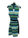 Isabella Demarco Size 8 White, Green, Blue Cotton Blend Sleeveless Belted Dress White, Green, Blue / 8