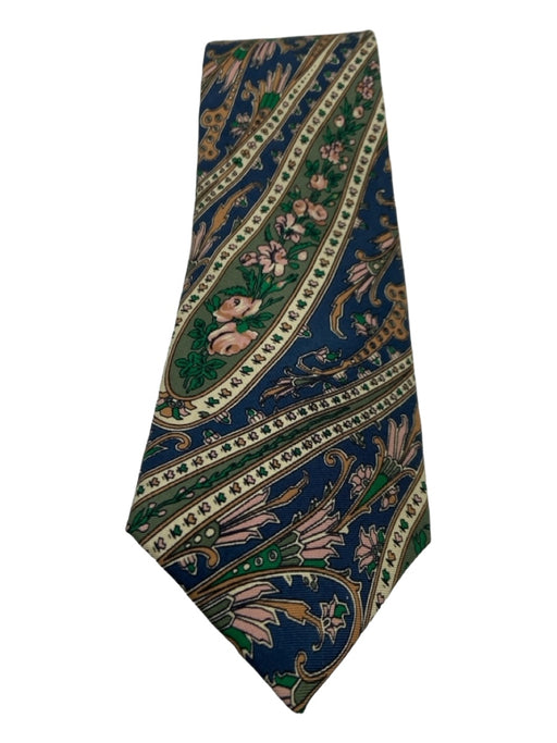 Christian Dior Navy & Green Silk All Over Print Men's Tie