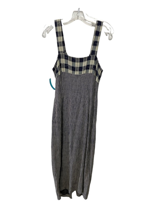 PG Collections Size S Black & Beige Sleeveless Plaid Window Pane Midi Dress Black & Beige / S