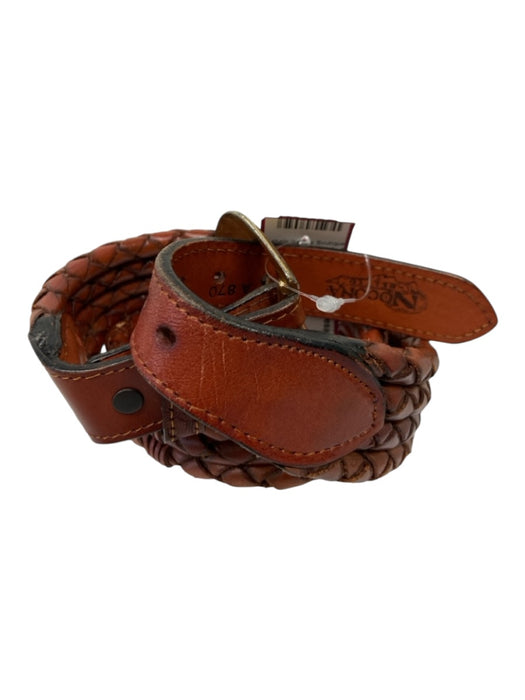 Nocona Belt Co. Reddish Brown Leather Braided Waist Belt Gold Hardware Belts Reddish Brown / XS/S