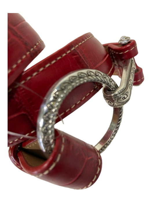 Brighton Red Leather Silver Hardware Waist Belt Hook Belts Red / M