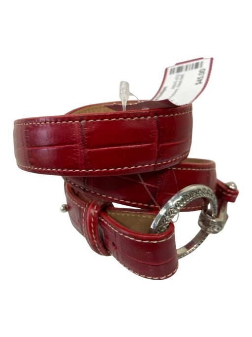 Brighton Red Leather Silver Hardware Waist Belt Hook Belts Red / M