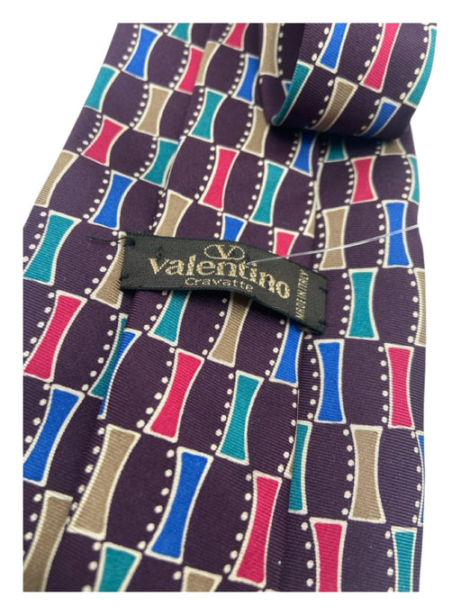 Valentino Purple & Multi Print Silk Abstract Vintage Men's Ties