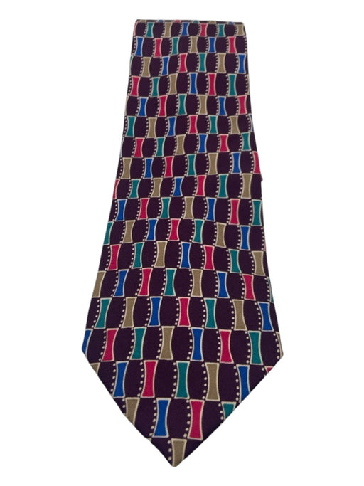 Valentino Purple & Multi Print Silk Abstract Vintage Men's Ties