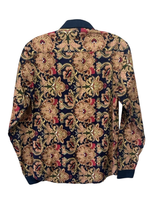 Givenchy Size L navy blue & multi Cotton Button Up Brocade Print Long Sleeve Top navy blue & multi / L