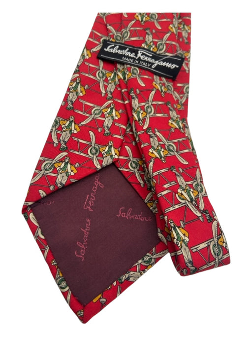 Ferragamo Red Silk Planes Men's Ties