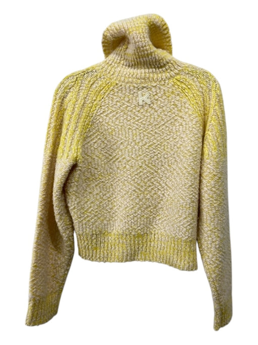 Kenzo Size XS Yellow & White Wool Blend Turtle Neck Long Sleeve Raglan Sweater Yellow & White / XS