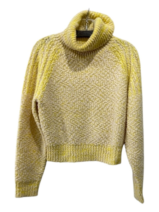 Kenzo Size XS Yellow & White Wool Blend Turtle Neck Long Sleeve Raglan Sweater Yellow & White / XS