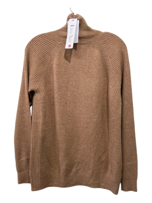 Liny Xin Size L Light Bronze Merino Wool Ribbed Trim Turtleneck Raglan Sweater Light Bronze / L