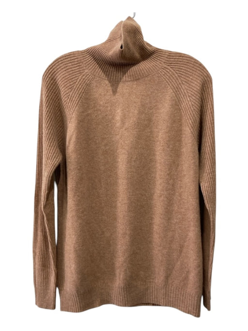 Liny Xin Size L Light Bronze Merino Wool Ribbed Trim Turtleneck Raglan Sweater Light Bronze / L