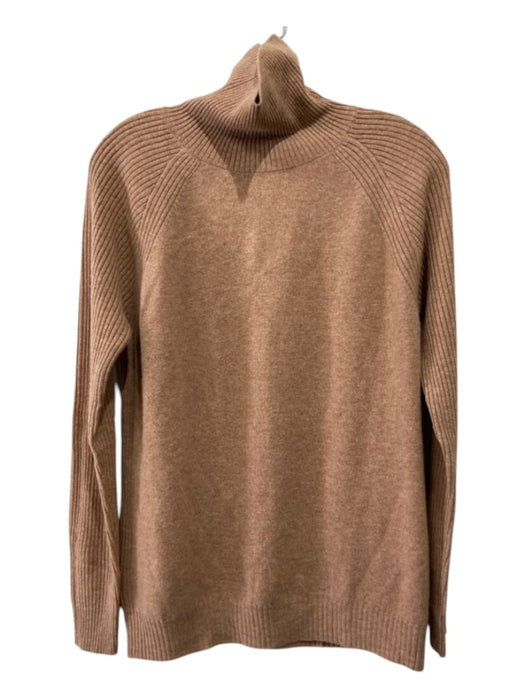 Liny Xin Size L Light Bronze Merino Wool Ribbed Trim Turtleneck Raglan Sweater Light Bronze / L