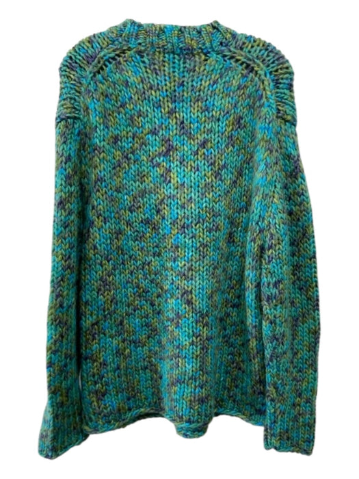 NY Based Size L Blue & Green Acrylic Chunky Crew Neck Long Sleeve Sweater Blue & Green / L