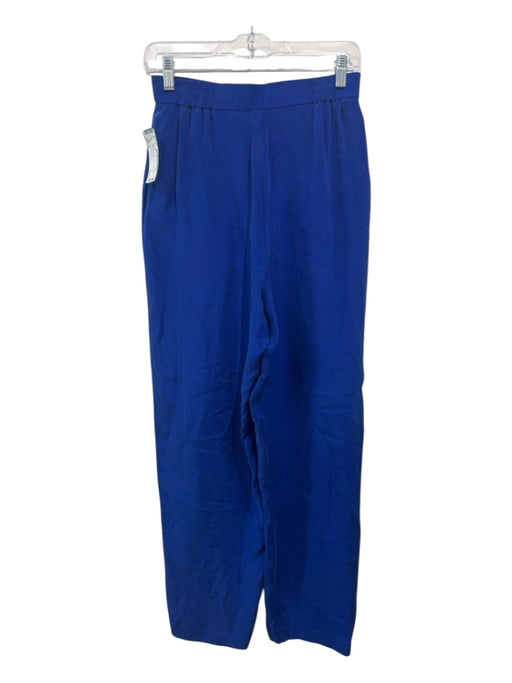 Josephine Chaus Size 8 Blue Silk Button & Zip Pleated high neck Pants Blue / 8