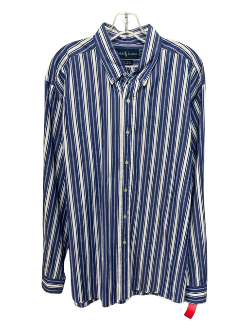 Ralph Lauren Size XL Blue & White Cotton Striped Button Down Long Sleeve Shirt XL