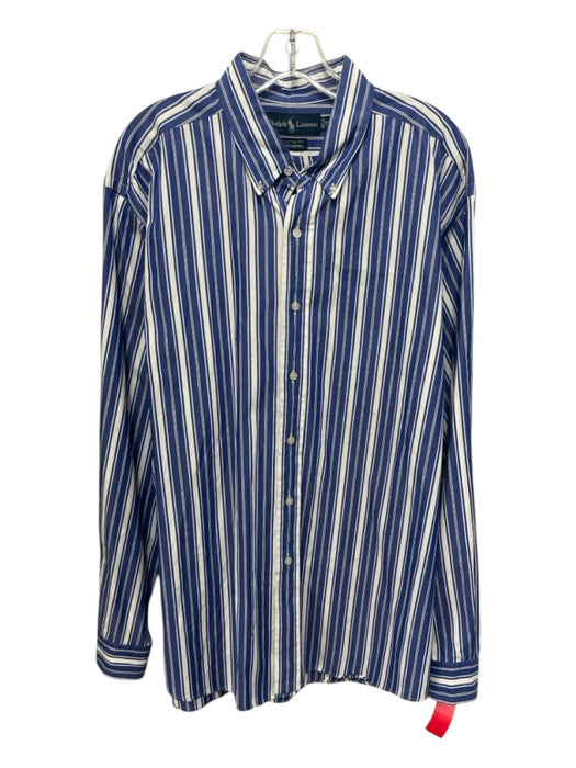 Ralph Lauren Size XL Blue & White Cotton Striped Button Down Long Sleeve Shirt XL