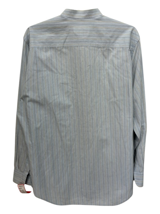 Yves Saint Laurent Vintage Size 15.5 Blue & Tan Cotton Striped Long Sleeve Shirt 15.5