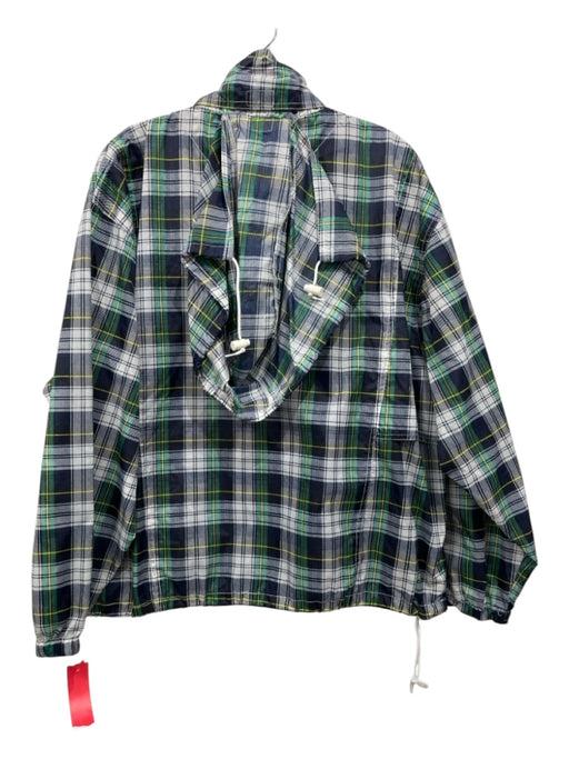 Woolrich Size L Navy & Green Synthetic Plaid Windbreaker Men's Jacket L