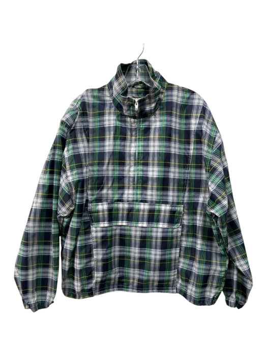 Woolrich Size L Navy & Green Synthetic Plaid Windbreaker Men's Jacket L