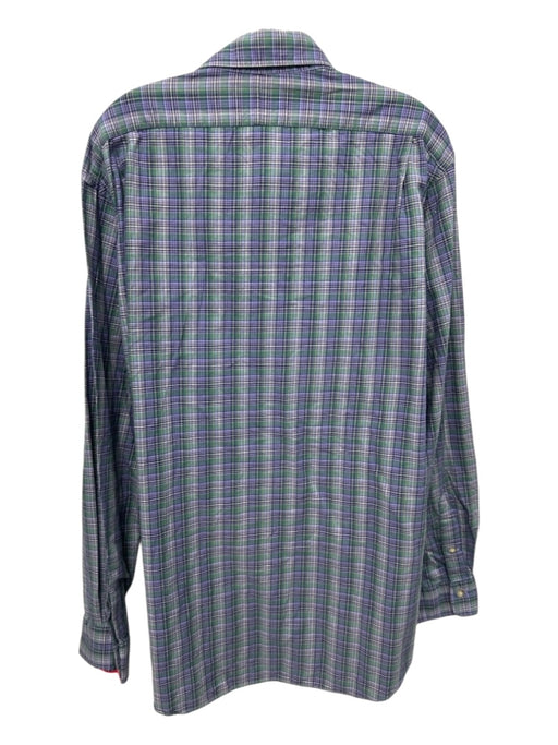 Polo Size XXL Green & Purple Print Cotton Plaid Button Up Long Sleeve Shirt Green & Purple Print / XXL