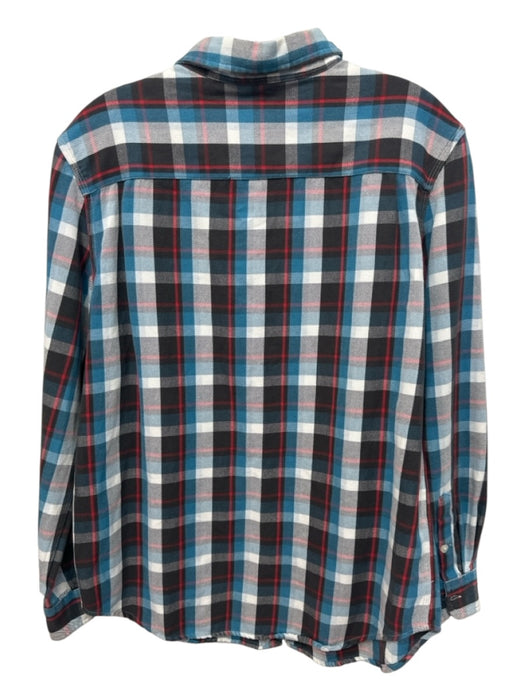 Polo Size L Brown & Blue Cotton Plaid Flannel Button up Men's Long Sleeve Shirt Brown & Blue / L