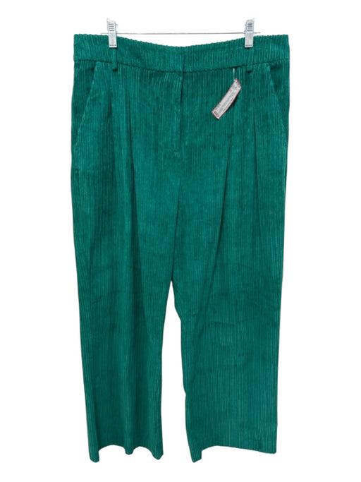 Farm Size XL Teal Green Cotton Corduroy Pleated Front Wide Leg Pockets Pants Teal Green / XL