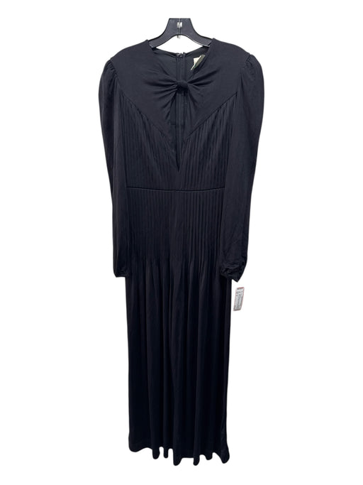 Farm Size S Black Viscose & Polyester Long Sleeve Wide Leg Pleated Jumpsuit Black / S