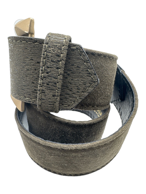 Escada Olive Green Suede Gold hardware Square Buckle Belts Olive Green / 34