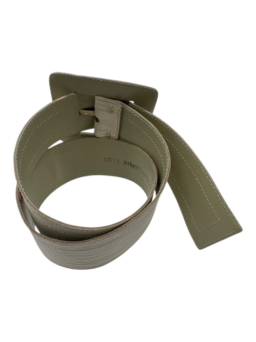 Yves Saint Laurent Cream Snake Skin Square Buckle Belts Cream / Medium