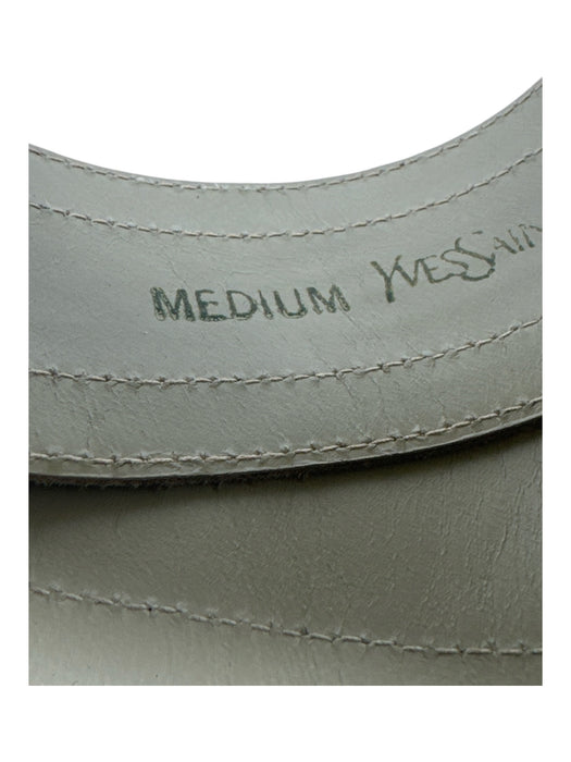 Yves Saint Laurent Cream Snake Skin Square Buckle Belts Cream / Medium