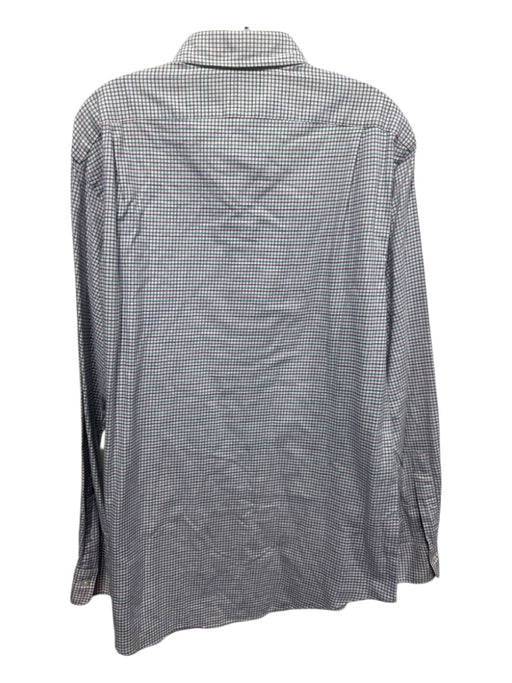 Polo Size L White & Purple Cotton Grid Button Up Men's Long Sleeve Shirt White & Purple / L