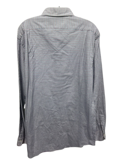 Polo Size L White & Purple Cotton Grid Button Up Men's Long Sleeve Shirt White & Purple / L