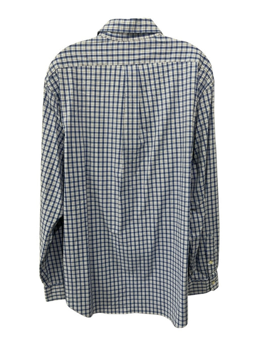 Polo Size XL Blue & White Nylon Plaid Button Down Men's Long Sleeve Shirt Blue & White / XL