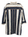 Tory Burch Size 6 Navy, Brown & Cream Cotton Long Sleeve Vertical Stripes Dress Navy, Brown & Cream / 6