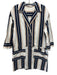 Tory Burch Size 6 Navy, Brown & Cream Cotton Long Sleeve Vertical Stripes Dress Navy, Brown & Cream / 6